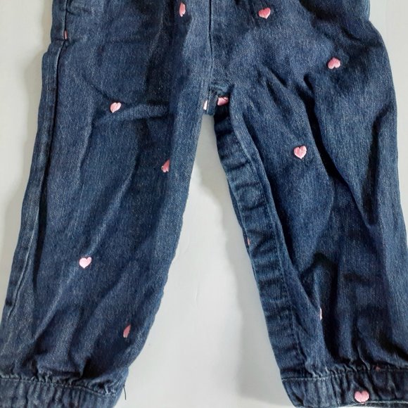 Oshkosh Girls Overalls Denim Jean Hearts Embroidered 18 Months - Picture 5 of 11